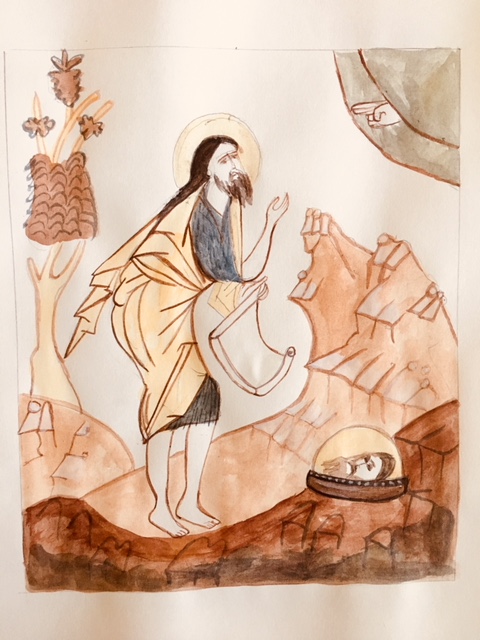 John the Baptist watercolor sketch Christine Hales