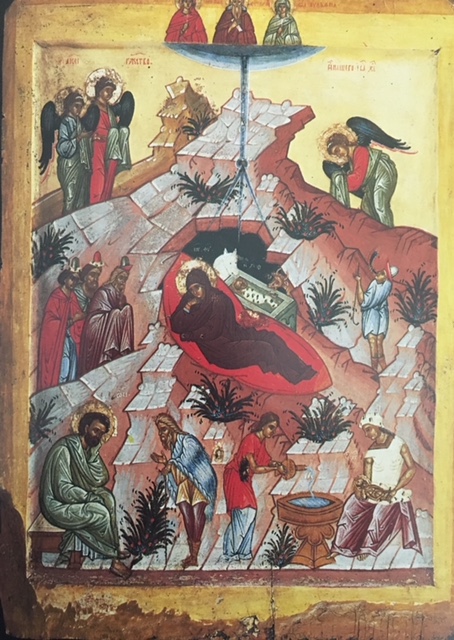 Nativity of Christ Icon with Saints Eudocia, John Climacus, and Juliana, Tretyakov Gallery, Moscow