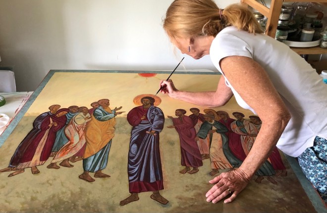 Myself working on the Confession of Saint Peter Icon